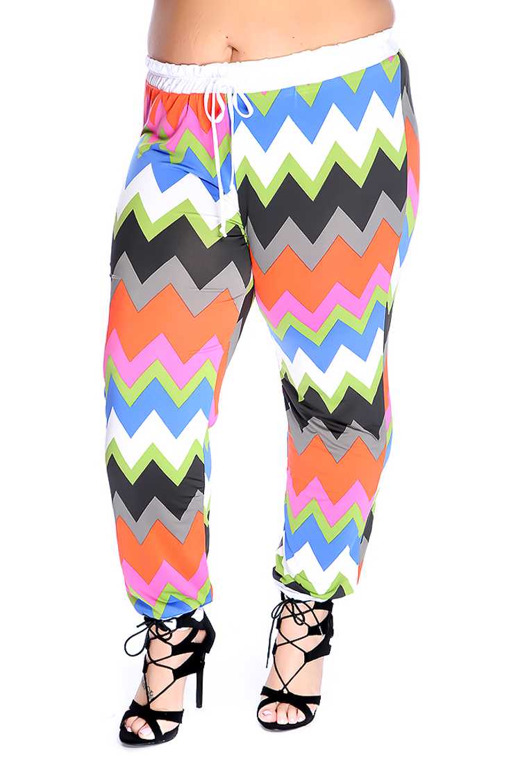 Stylish Royal Blue Pink Plus Size Color Block Pants