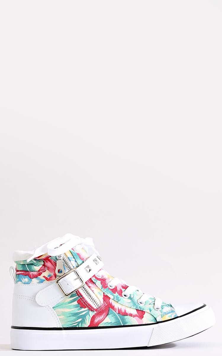 Urban Floral Canvas High Tops - Ivory Combo in Size by Styles For Less