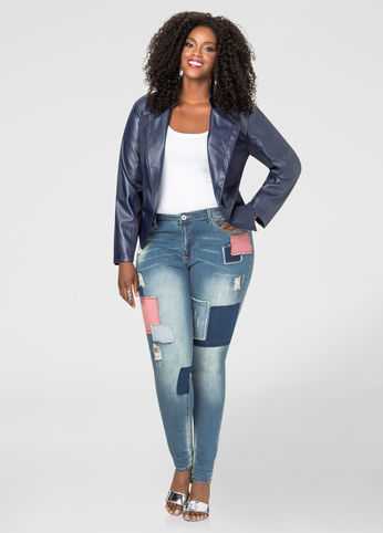 Patchwork Skinny Leg Jean
