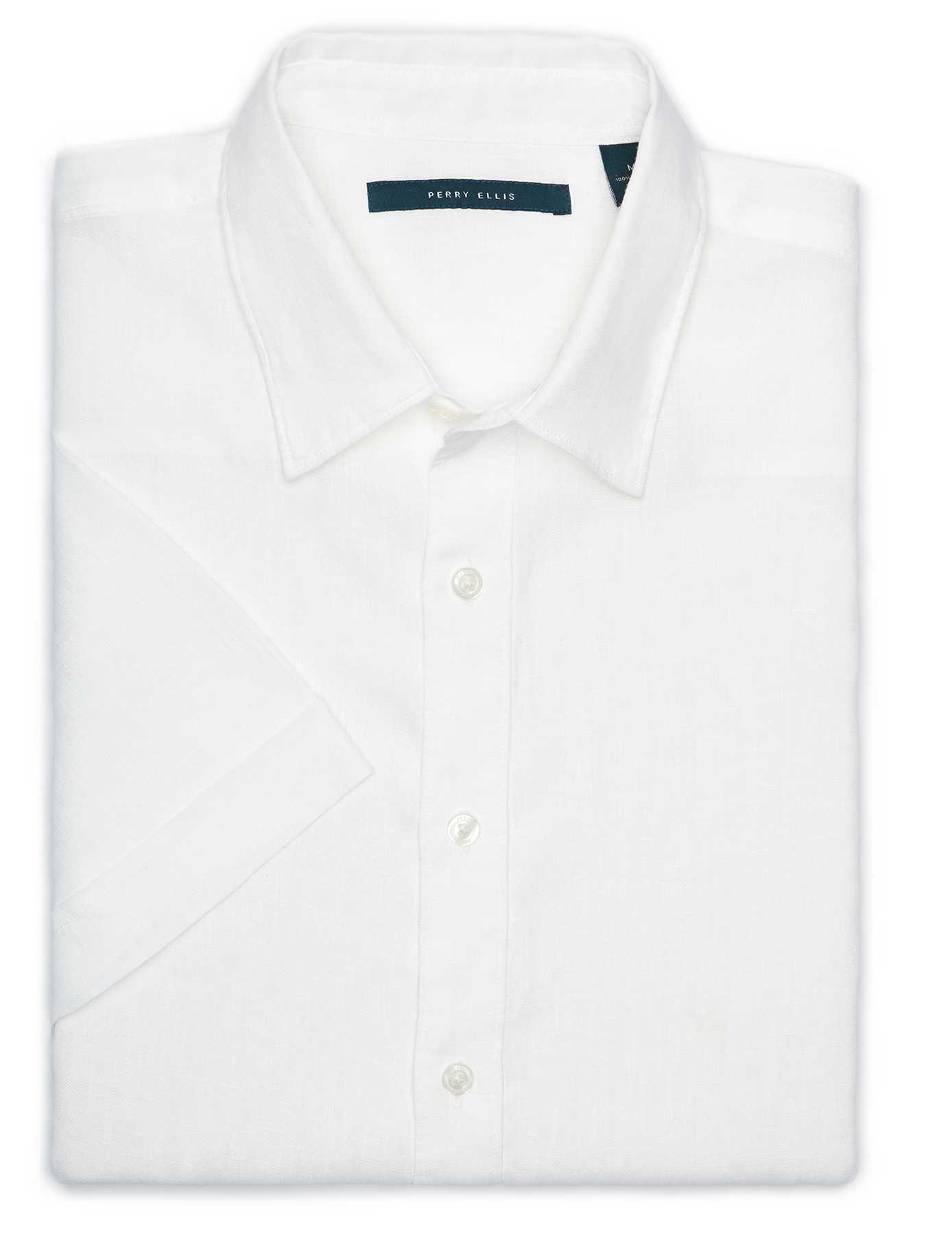 Perry Ellis Short Sleeve Linen Chambray Shirt