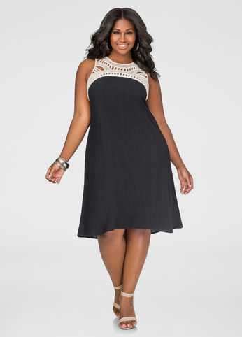 Gauze Crochet A-Line Dress