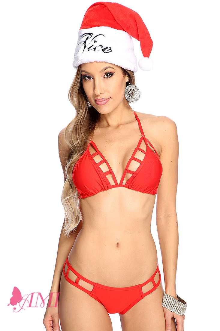 Red Strappy Sexy 2 Pc. Bikini