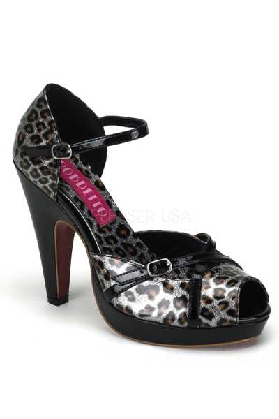 Silver Animal Print Glitter Patent Faux Leather High Heels