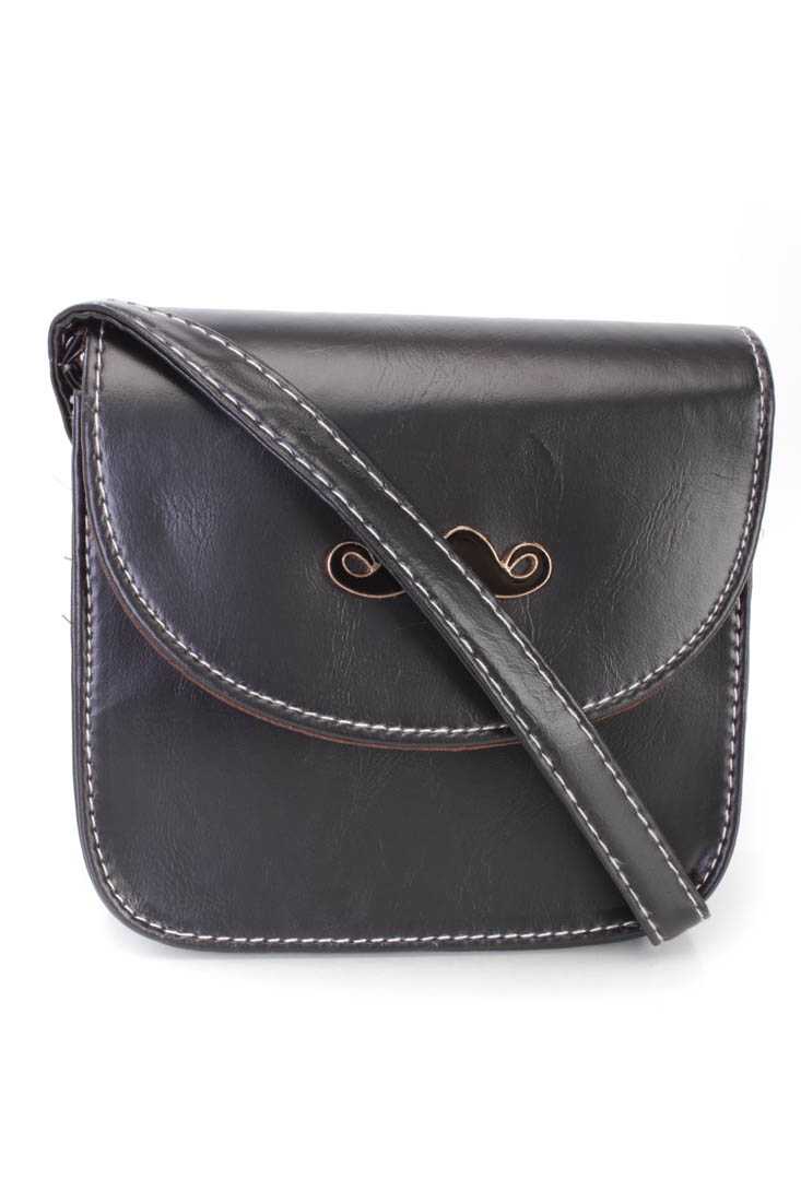 Black Mustache Pendant Faux Leather Mini Handbag
