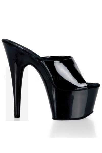 Black Patent Slip On Platform High Heels