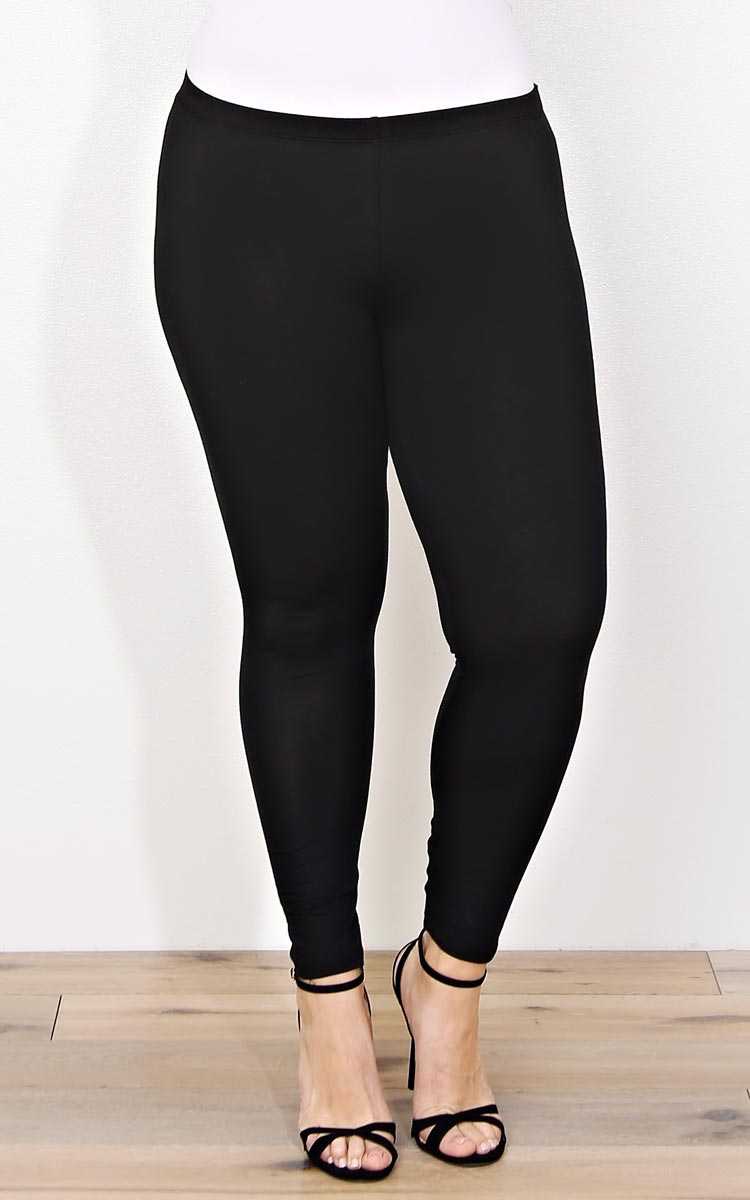 Plus Size Black Basic Knit Leggings - Black in Size by Styles For Less
