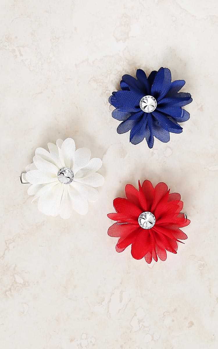 In Bloom Hair Clip Set - N/S - Red Combo by Styles For Less
