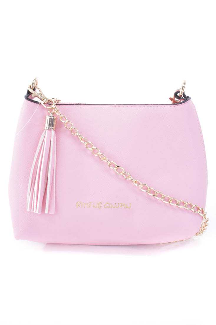 Pink Faux Leather Twist Lock Mini Handbag