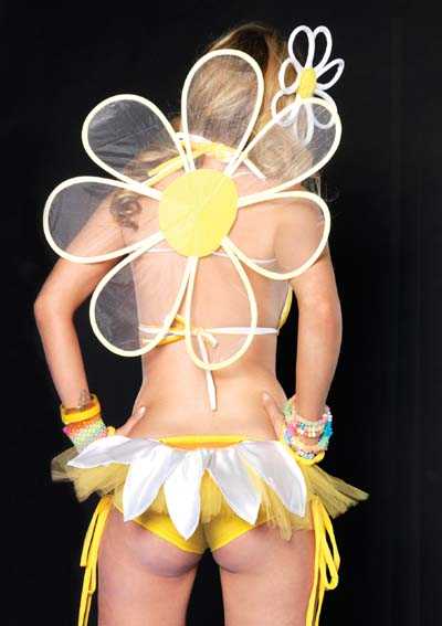 Yellow Daisy Petal Ruffle Back Booty Shorts