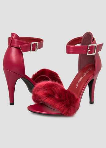 Fur Strap Dress Sandal - Wide Width