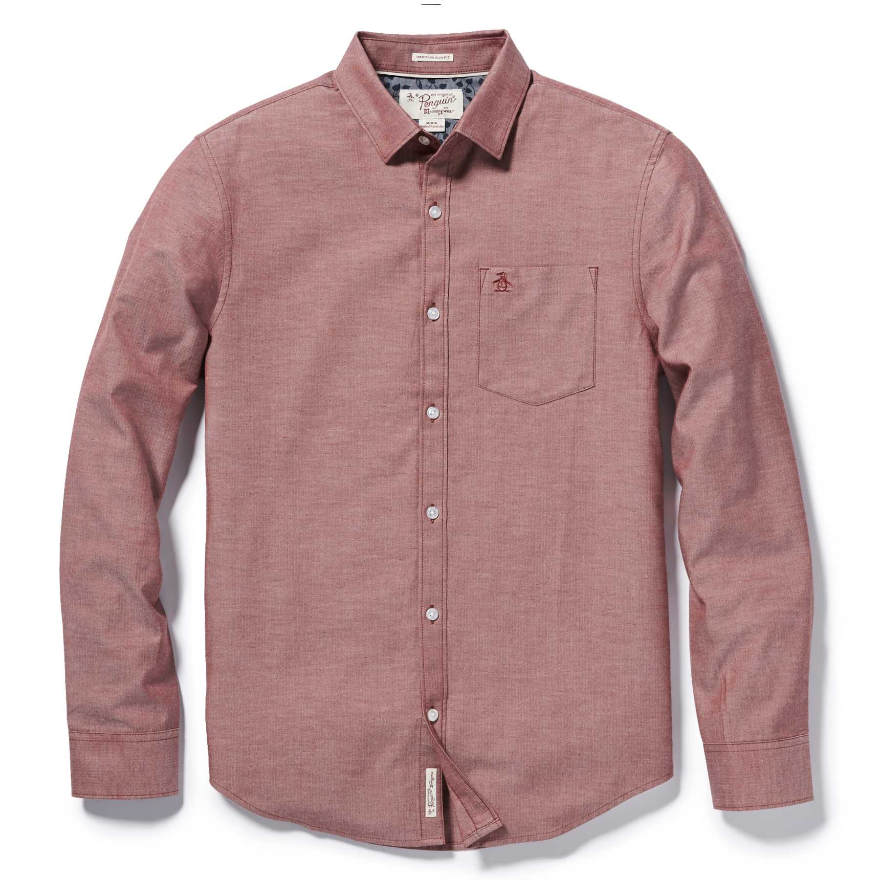 Original Penguin HERRINGBONE CHAMBRAY WOVEN SHIRT