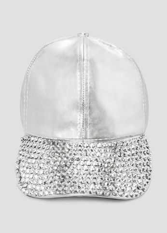 Stud Brim Faux Leather Baseball Cap