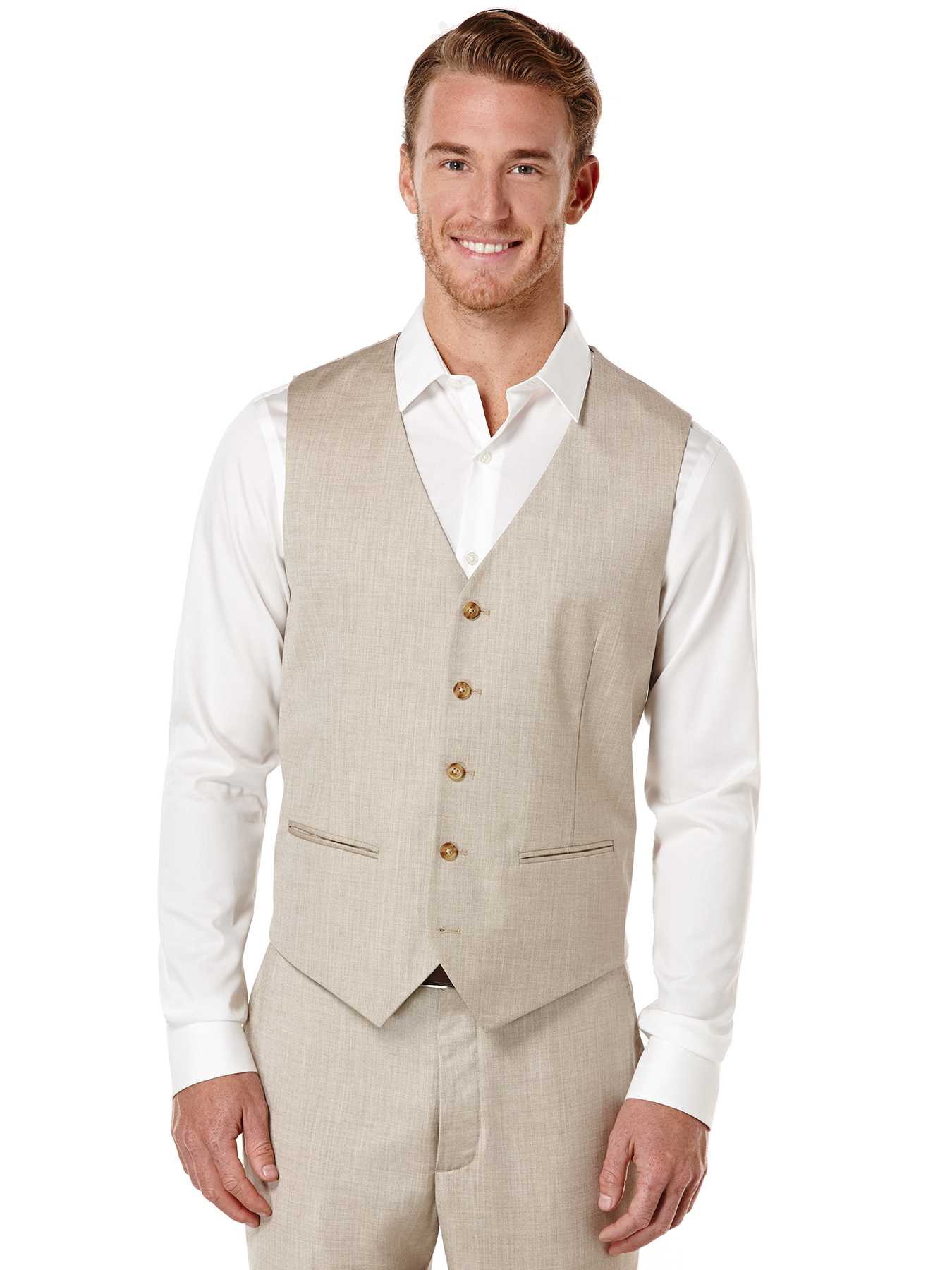 Perry Ellis Regular Fit Herringbone Suit Vest