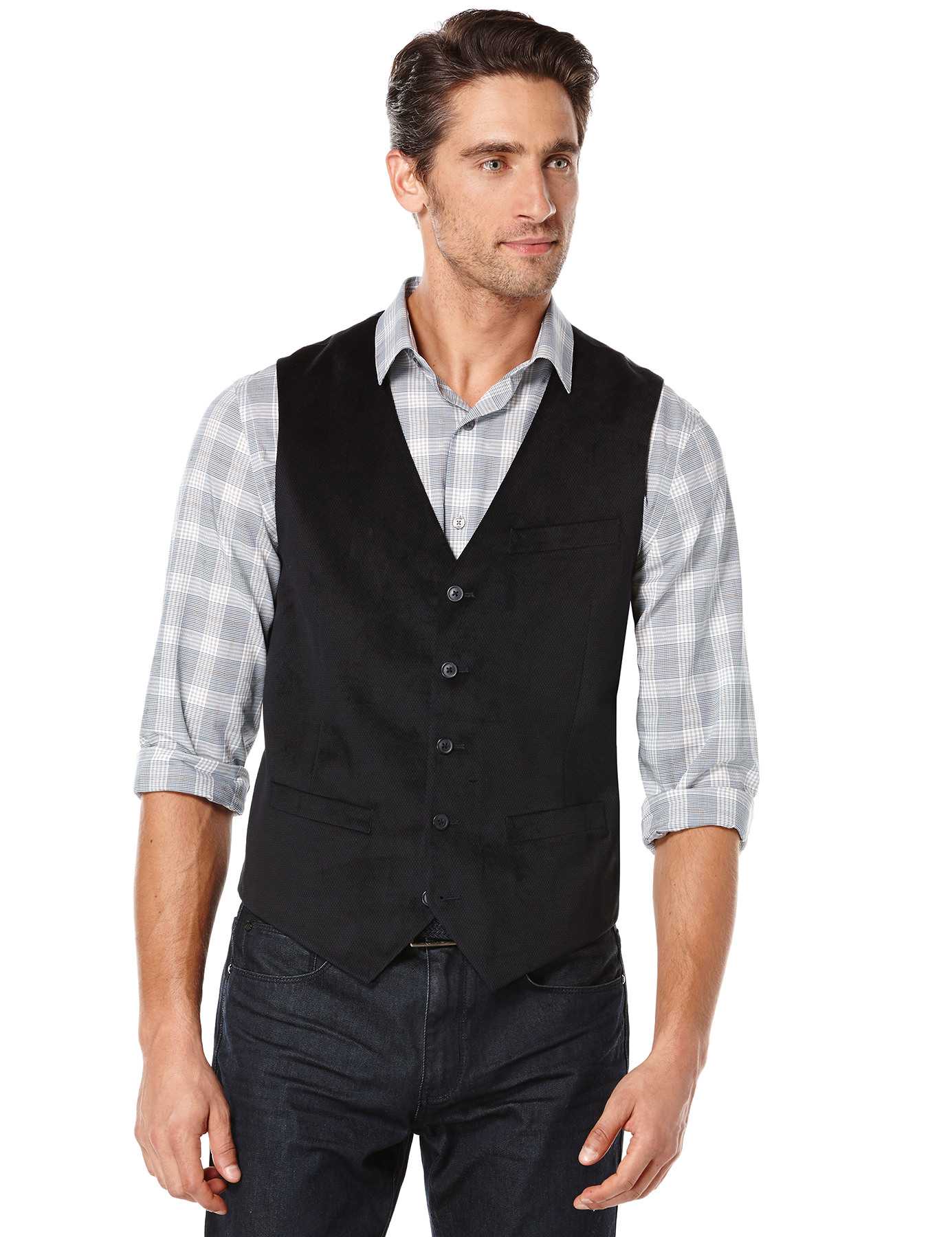 Perry Ellis Printed Velvet Party Suit Vest