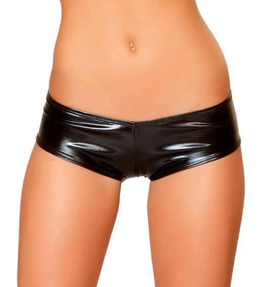 Black Metallic Pucker Back Shorts
