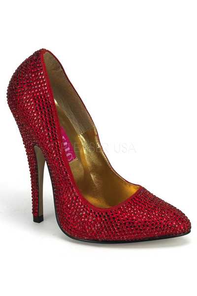 Red Beaded Pointed Closed Toe Pump High Heels