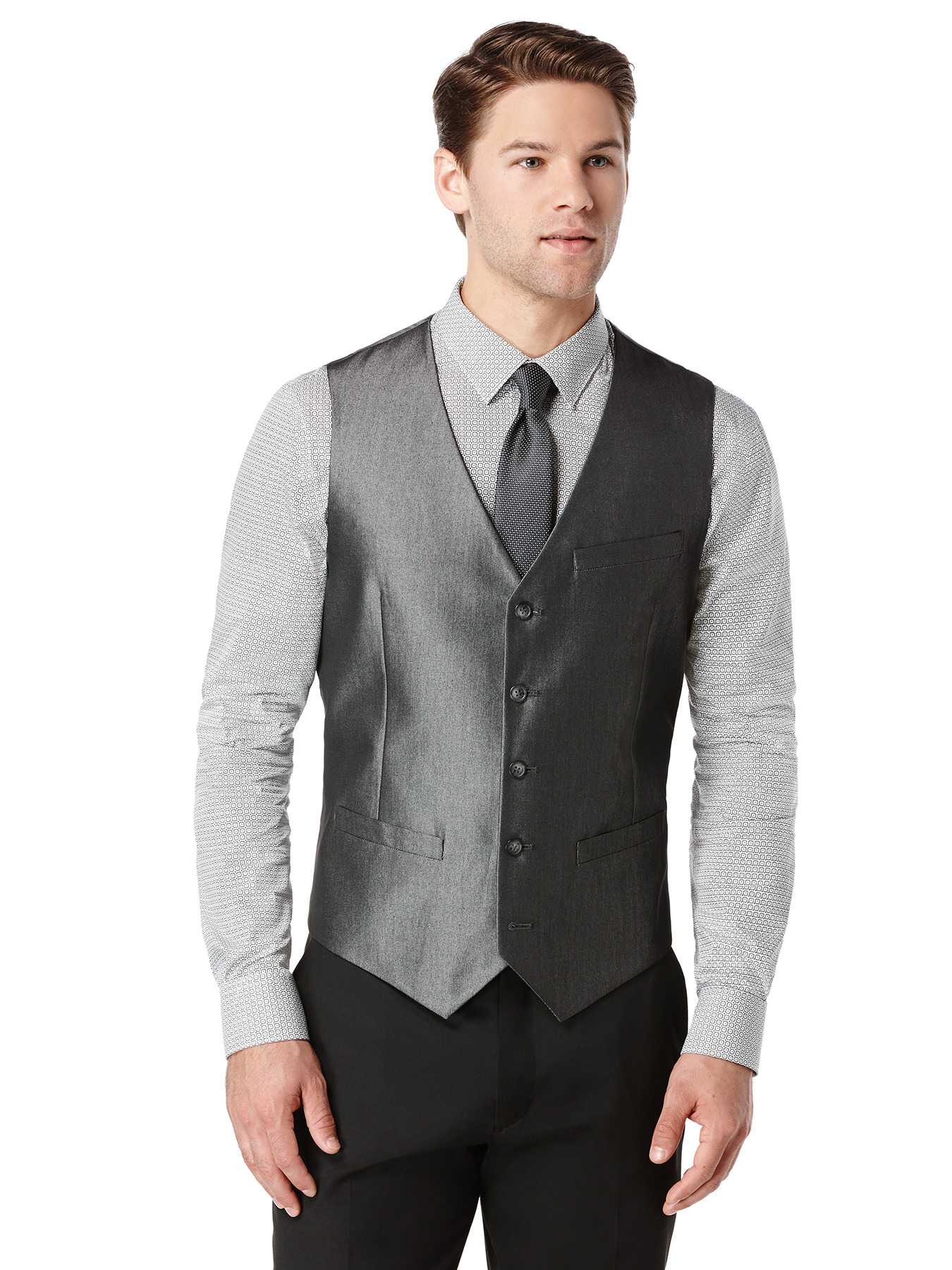 Perry Ellis Slim Fit Iridescent Twill Suit Vest