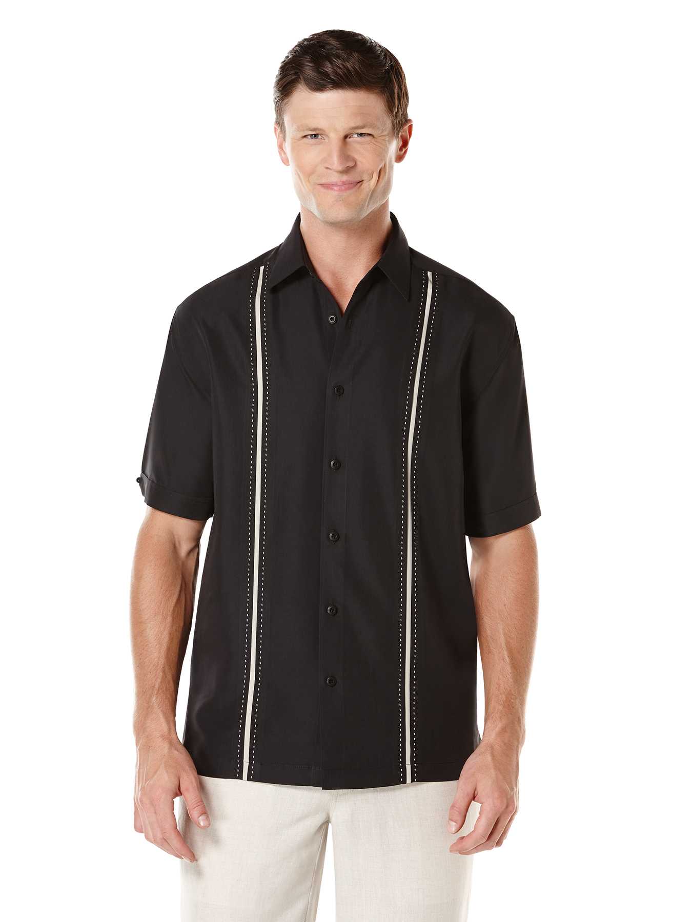 Cubavera Big & Tall Short Sleeve Contrast Insert Panels