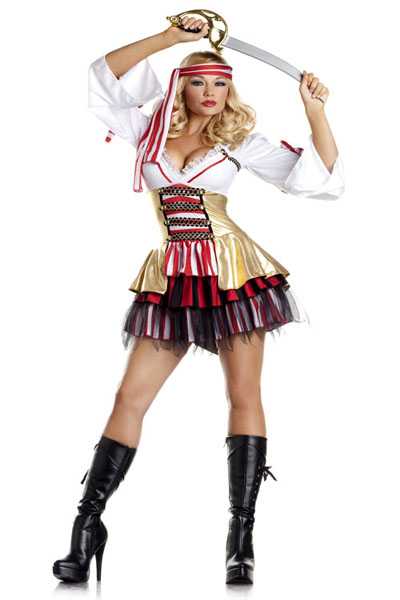 Gold Red Multi 2 Piece Sultry Sea Siren Costume