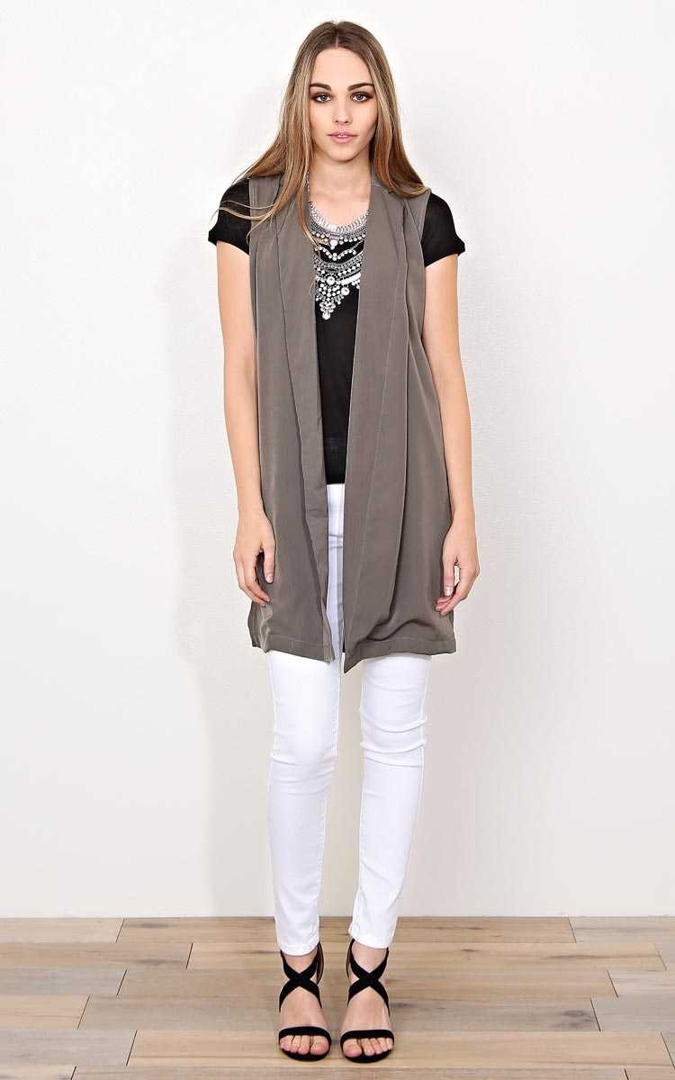 Koda Longline Woven Vest - Olive/Drab in Size by Styles For Less