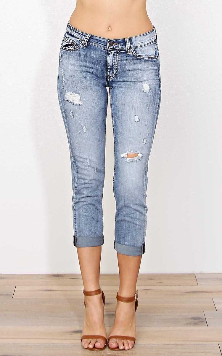 Eunina Distressed Boyfriend Jeans - Tinted Destroyed in Size by Styles For Less