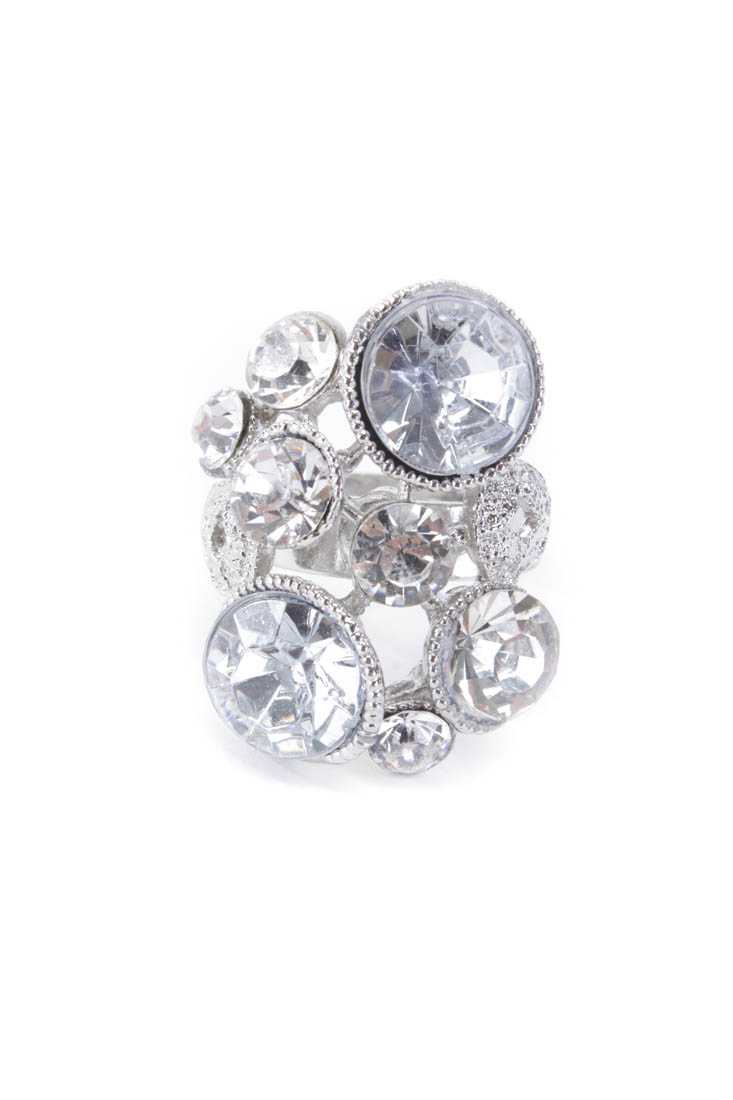 Silver Faceted Gemstone Cocktail Ring