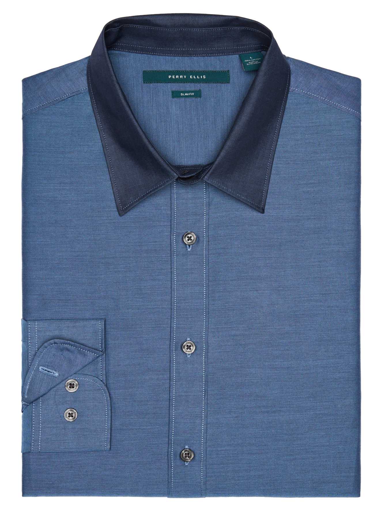 Perry Ellis Roll Sleeve Iridescent Twill Shirt