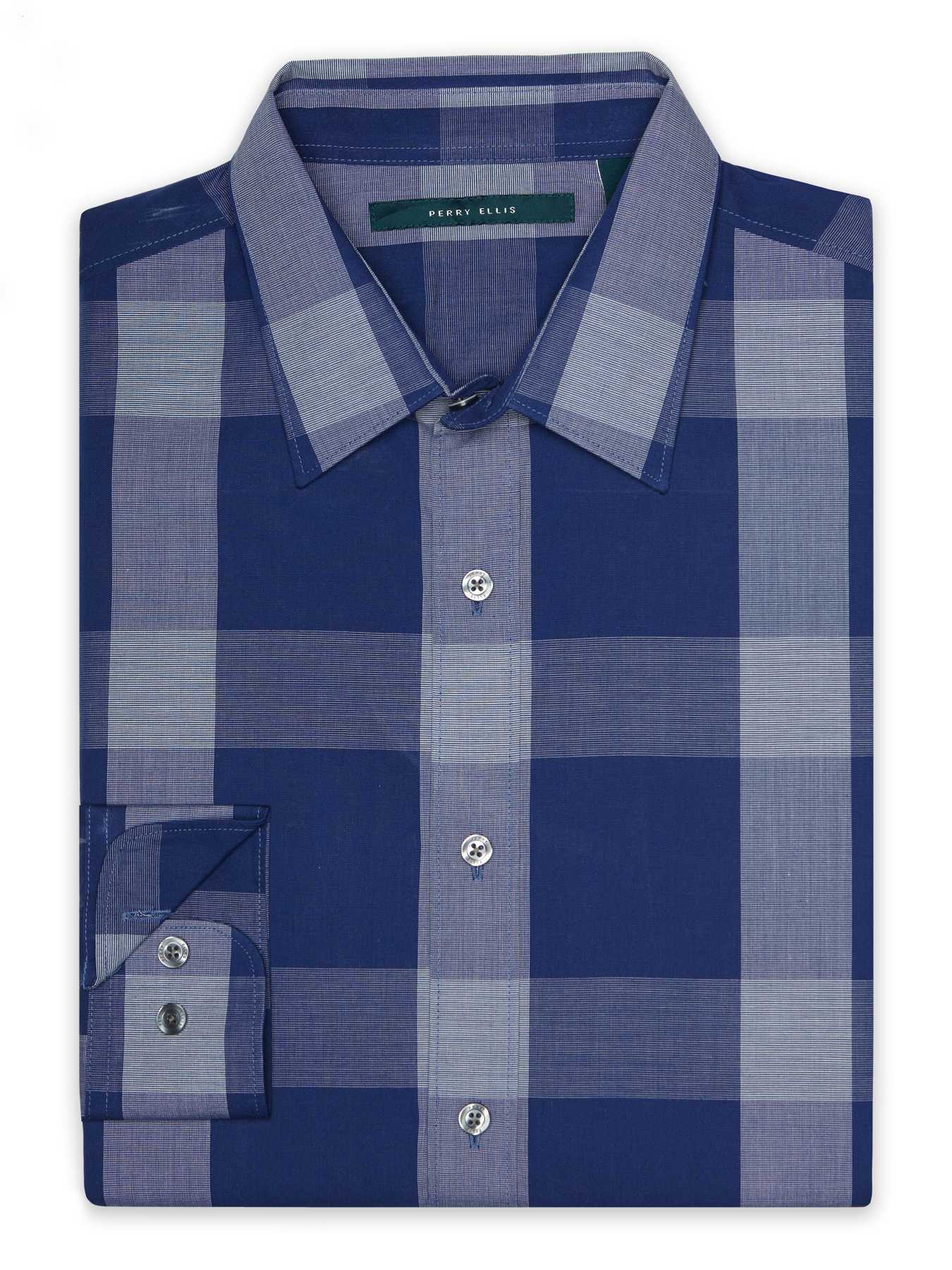 Perry Ellis Roll-Up Sleeve Plaid Shirt