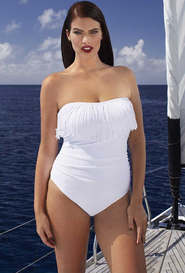 Blanco Fringe Bandeau Swimsuit