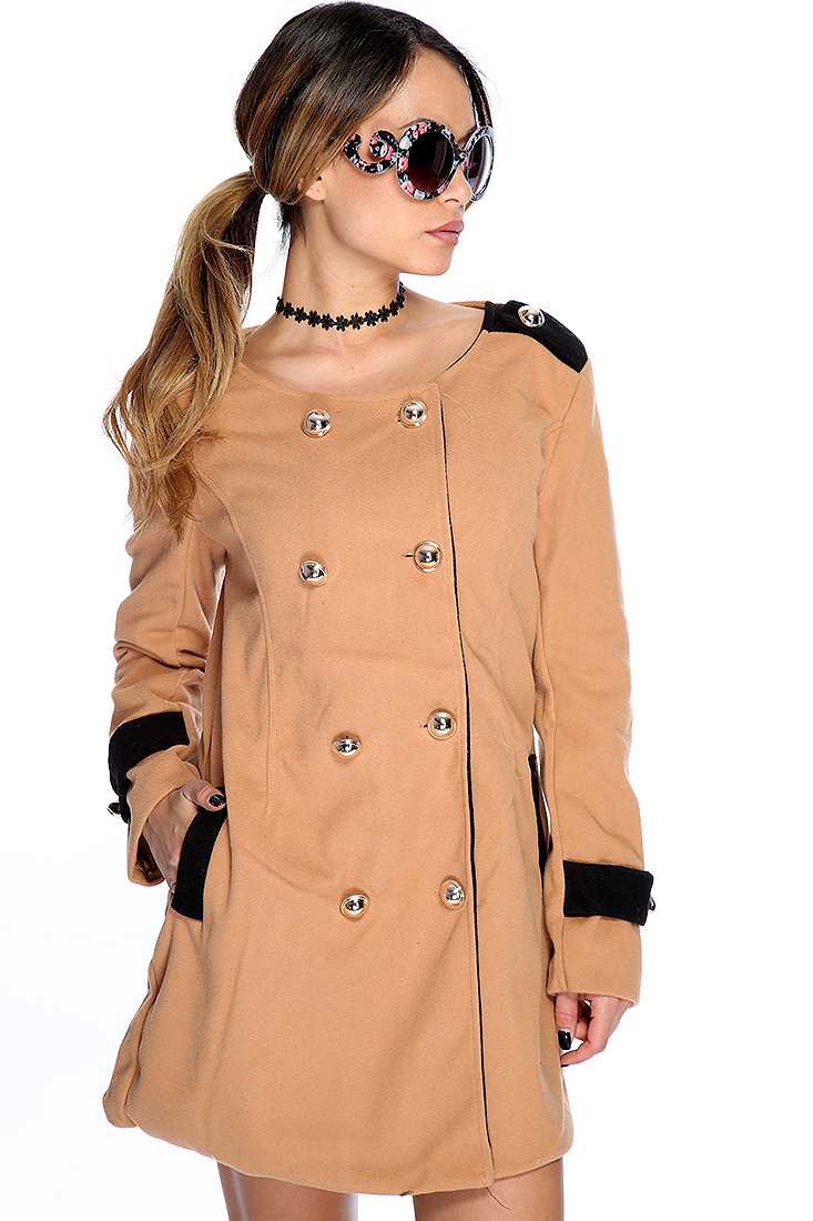 Camel Double Breasted Fall Peacoat