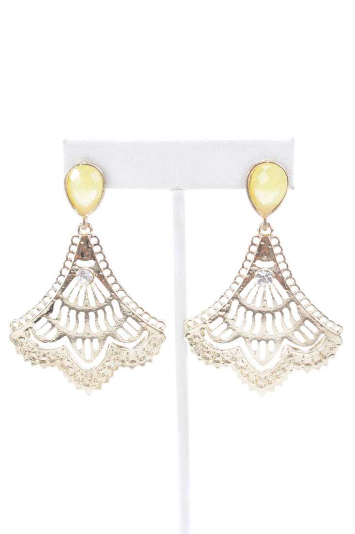Yellow Gold High Polish Intricate Faceted Beaded Earrings