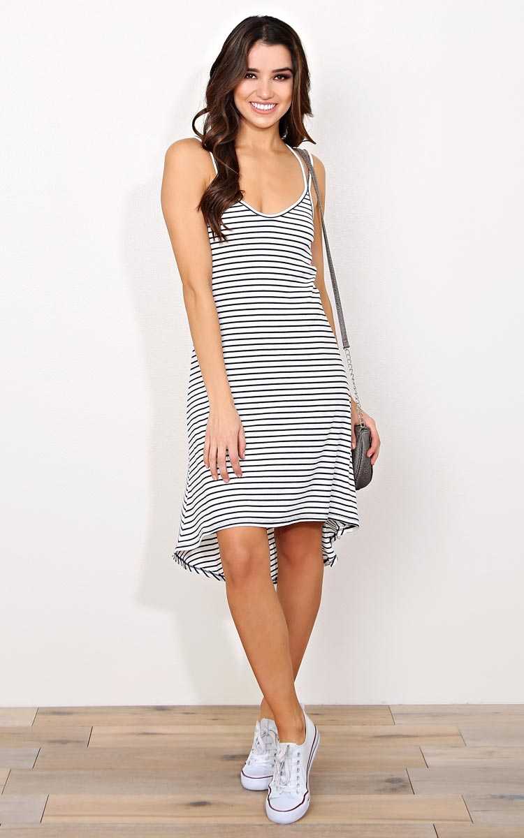 Highs And Lows Rib Knit Dress - - Navy Combo in Size by Styles For Less