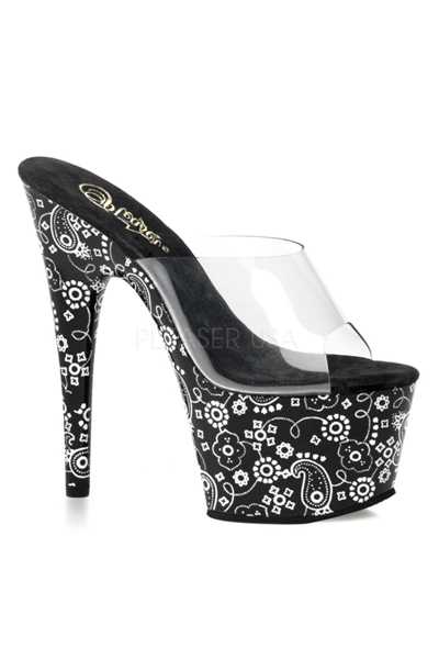 Clear Black White Bandana Platform High Heels