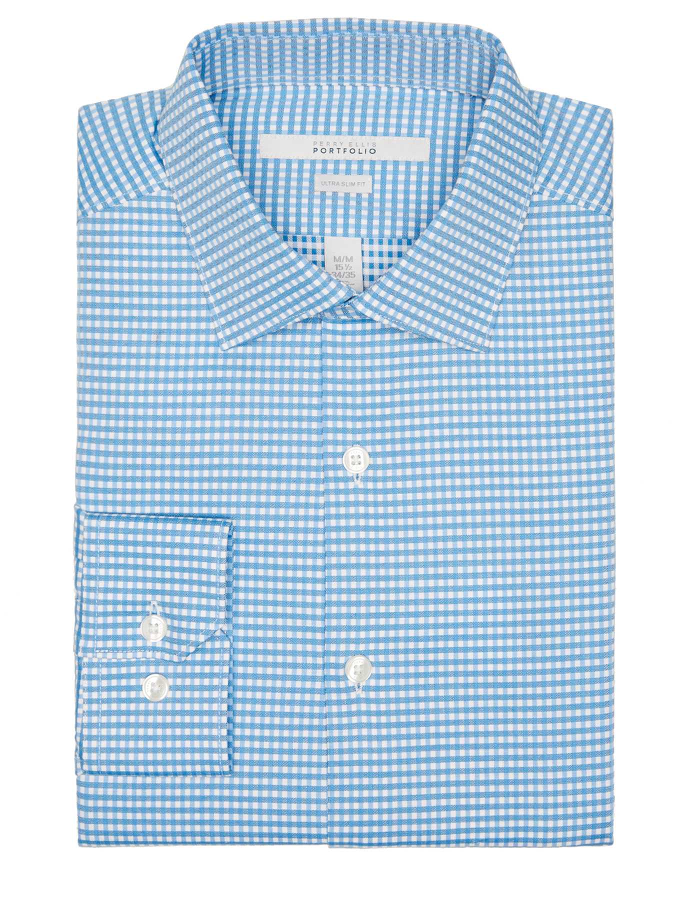 Perry Ellis Ultra Slim Gingham Dress Shirt