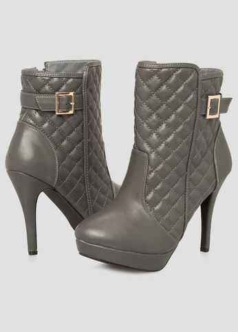 Quilted Platform Ankle Bootie -Wide Width