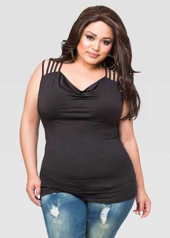 Drape Front Cage Shoulder Top