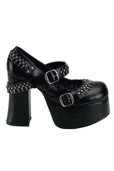 Black Bullet Strapped Maryjane High Heels