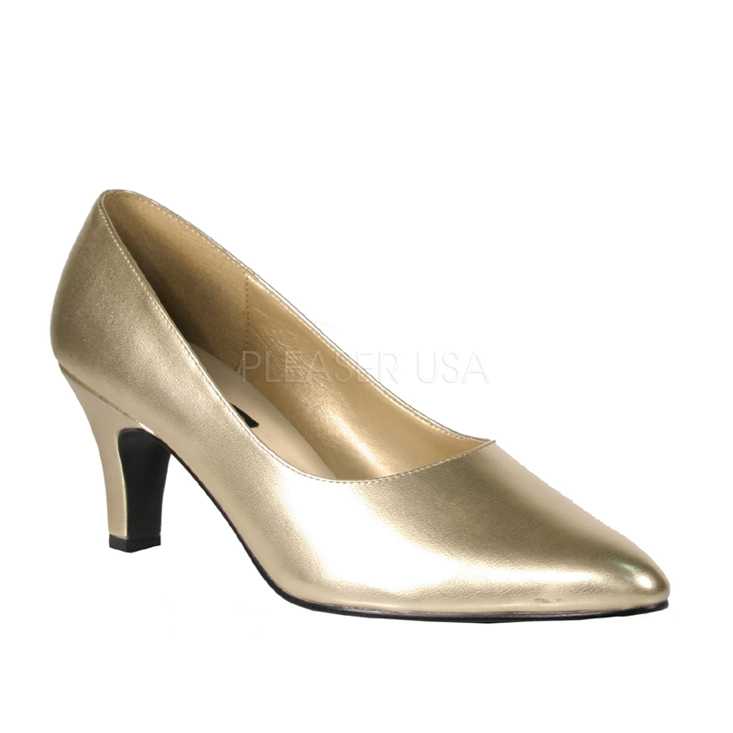 Gold Faux Leather Pointed Toe Pump High Heels