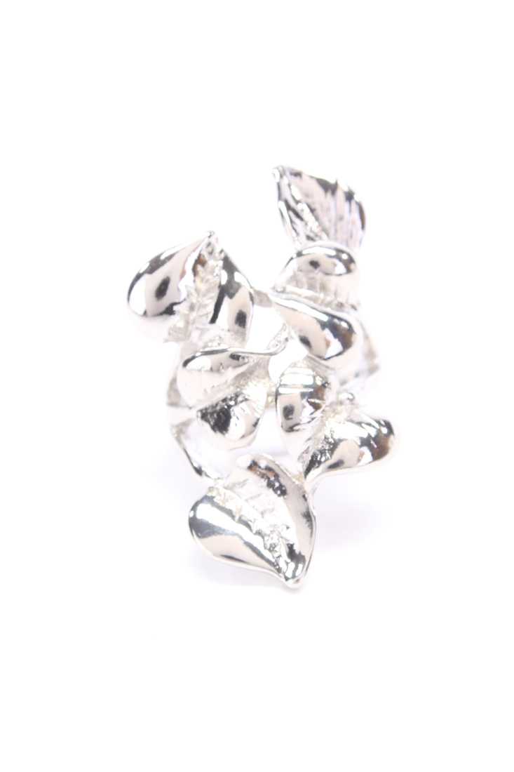 Silver High Polish Wrap Around Leaf Design Ring