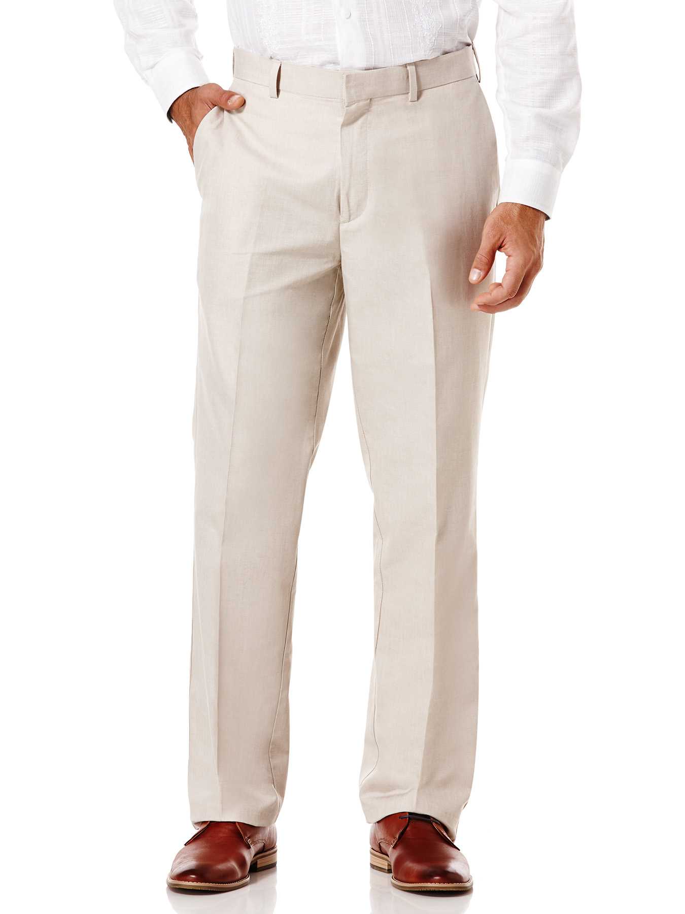 Cubavera Cotton Linen Herringbone Flat Front Pant