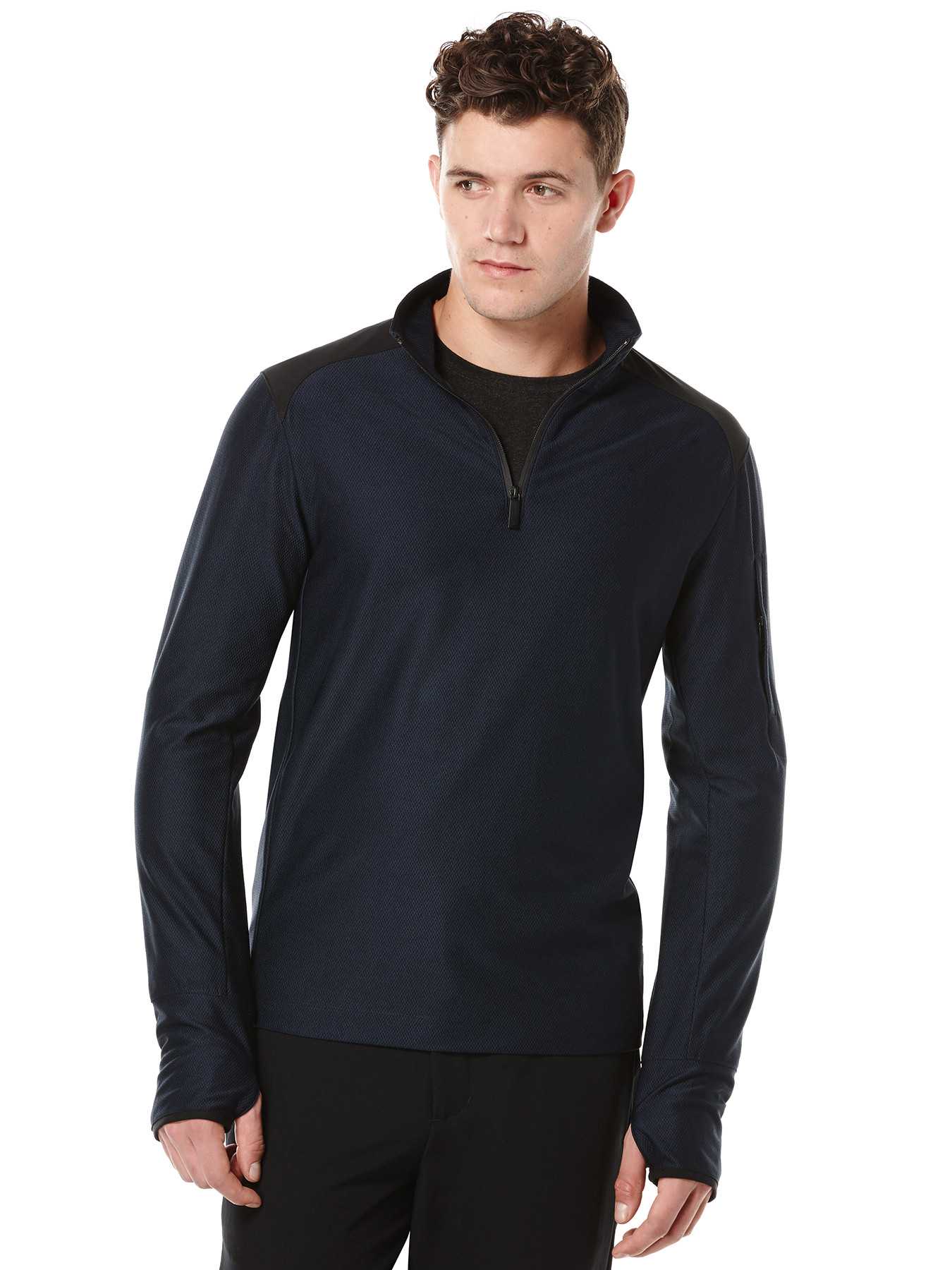 Perry Ellis Quarter Zip Mixed Media Active Jacket