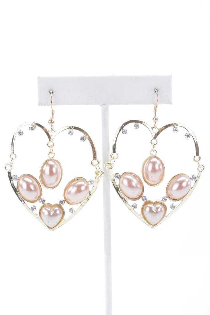 Pink Gold Heart Shaped High Polish Earrings