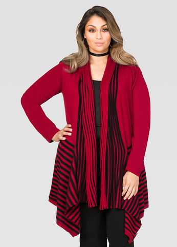 Striped Open Front Cardigan