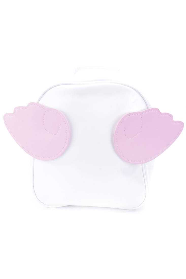 Pink White Removable Wing Faux Leather Backpack