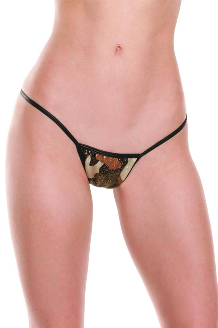 Camo Foil Sexy Low Rise Back Tee G String