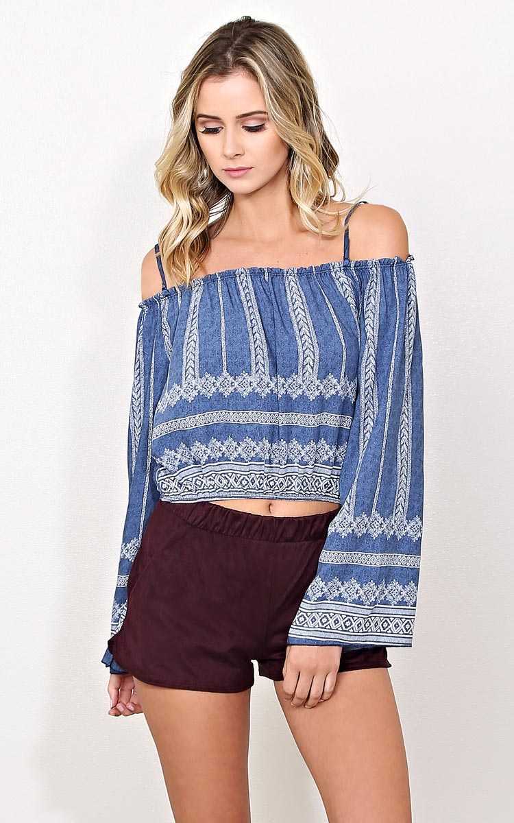 Deanna Cold Shoulder Woven Top - - Blue in Size by Styles For Less