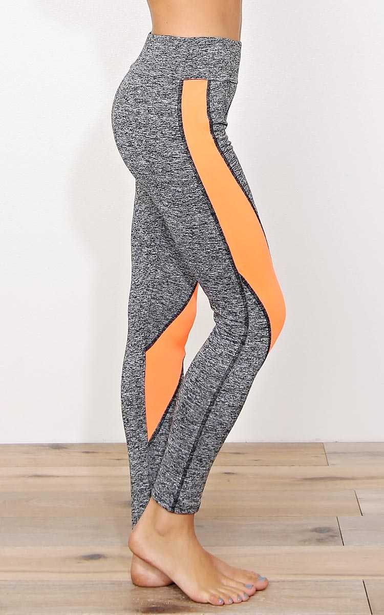 Run It Performance Knit Leggings - Orange Combo in Size S/M by Styles For Less