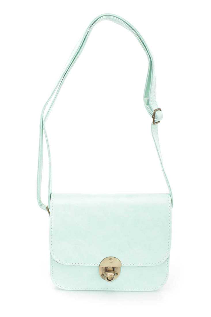 Mint Faux leather Mini Messenger Bag