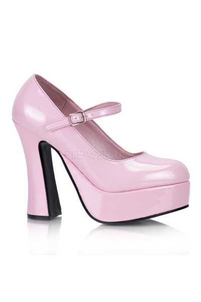 Baby Pink Patent Faux Leather Maryjane High Heels