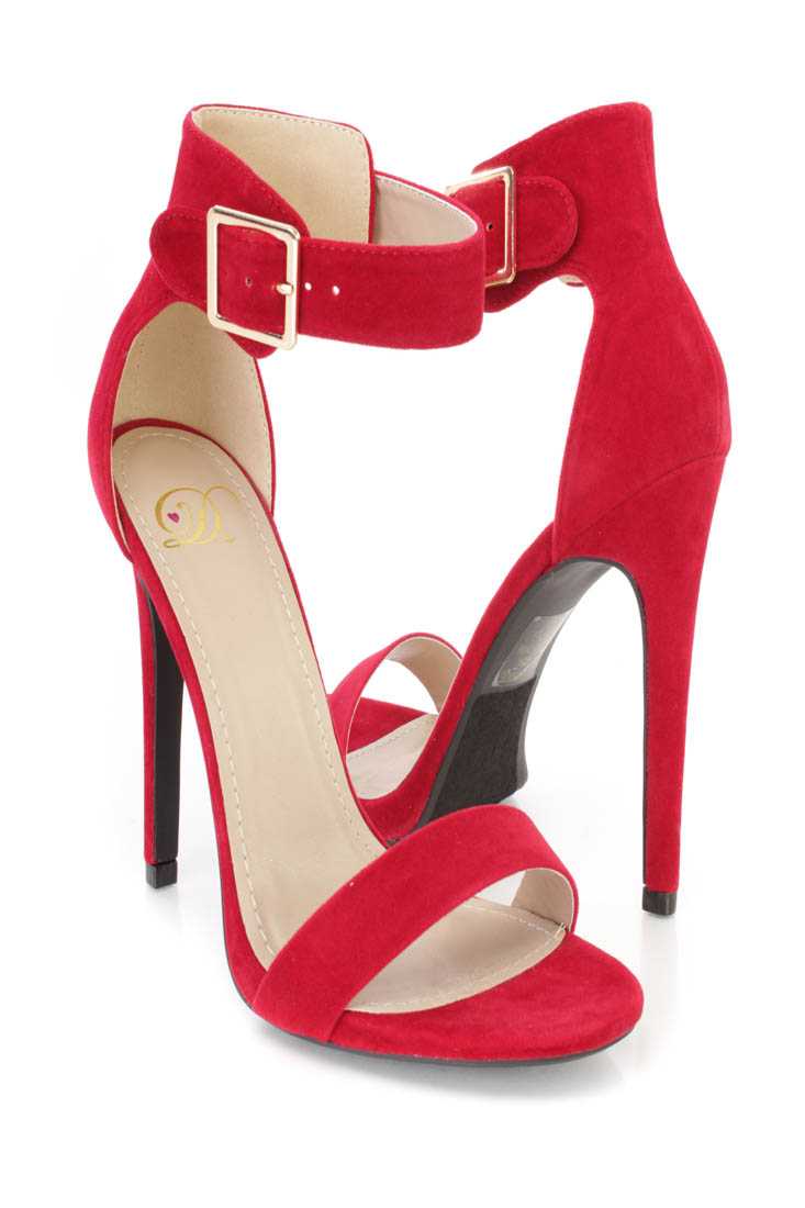 Lipstick Single Sole Open Toe High Heels Lami Faux Suede